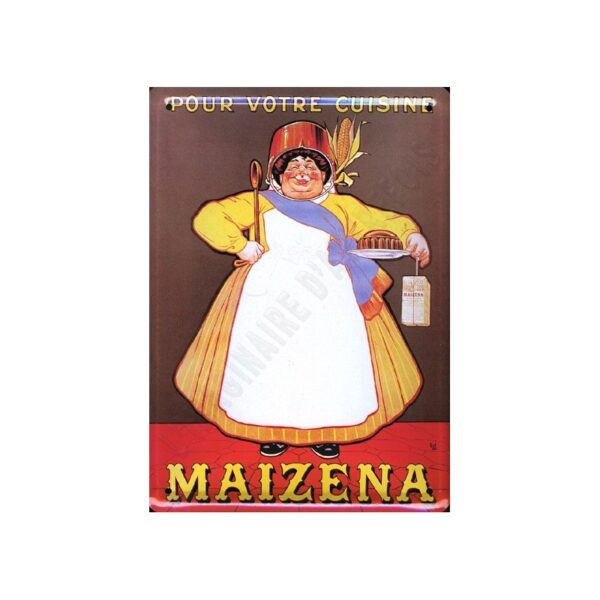 Plaque métal publicitaire 15x21cm bombée : Maizéna