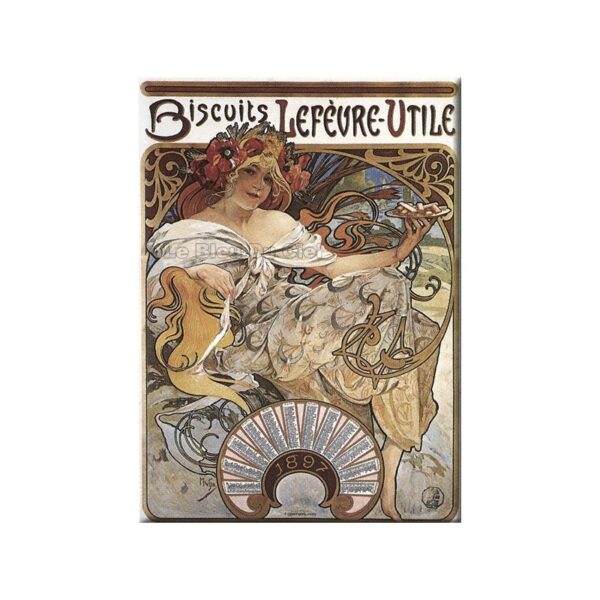 Plaque métal publicitaire 15x20cm plate : Biscuiterie Lefèvre Utile.