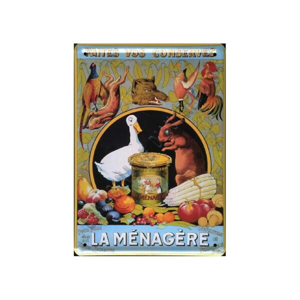 Plaque métal publicitaire 15x21cm bombée : La bonne Ménagère.