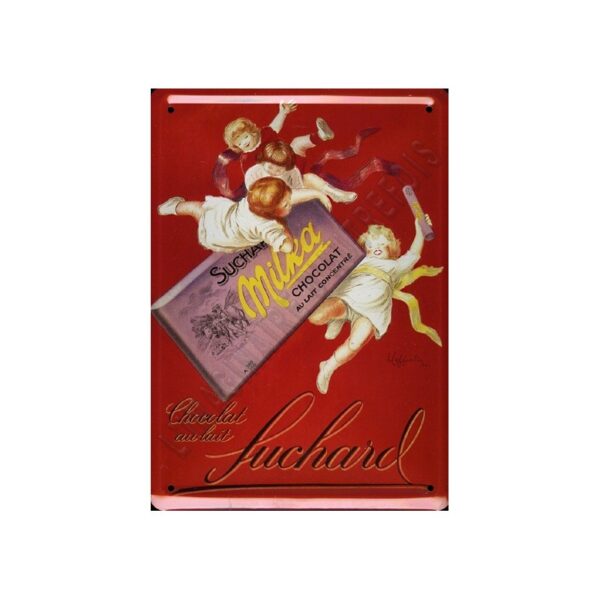 Plaque métal publicitaire bombée 15x21cm : Chocolat au Lait Suchard Milka