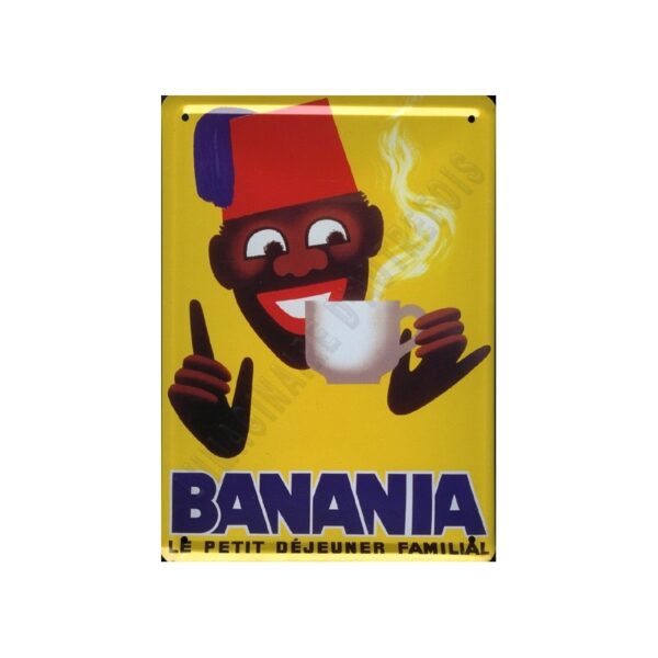 Plaque métal publicitaire 15x21cm bombée : Chocolat Banania Morvan