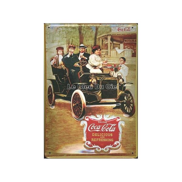 Plaque métal publicitaire 20x30cm bombée en relief : Drink Coca Cola