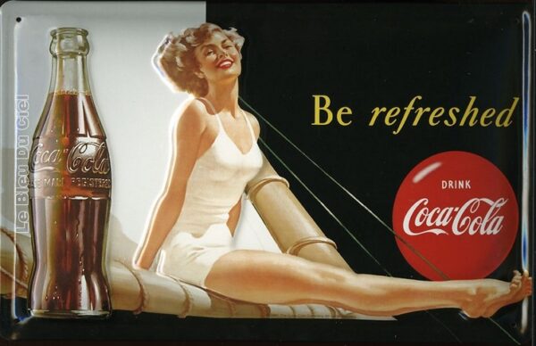Plaque métal publicitaire 20x30cm bombée en relief : COCA COLA Be refreshed – Image 2