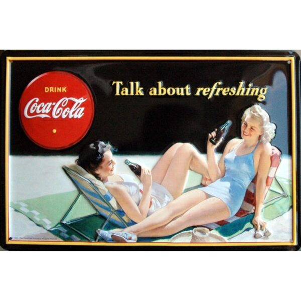 Plaque métal publicitaire 20x30cm bombée en relief : Coca Cola