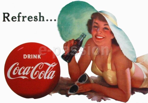 Plaque métal publicitaire 30x40cm plate : : Pin Up Coca Cola. – Image 2