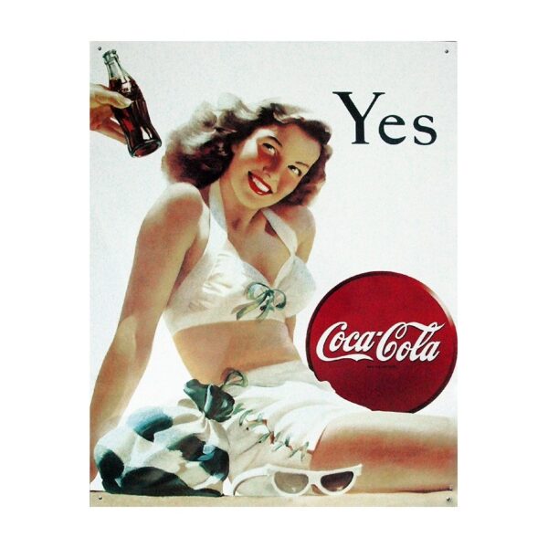 Plaque métal publicitaire 30x40cm plate : YES coca cola.