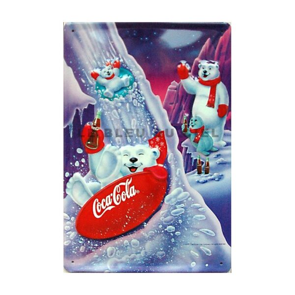 Plaque métal publicitaire 20x30 cm bombée en relief : Play Refreshed Coca Cola