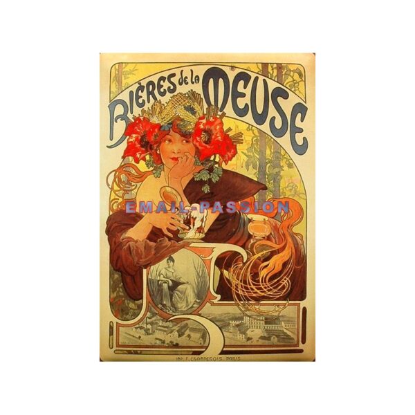 Plaque métal publicitaire 15x20cm plate : Bière de la Meuse