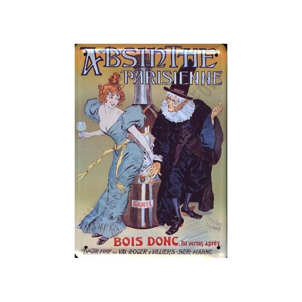 Plaque métal publicitaire 15x21cm bombée : Absinte Parisienne