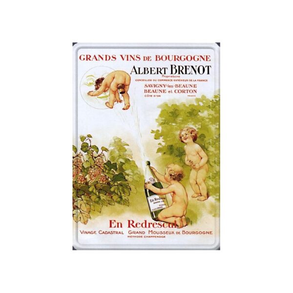 Plaque métal publicitaire 15x21cm bombée : Vins Albert Brenot