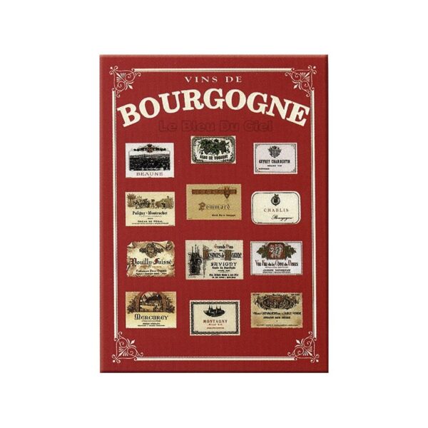 Plaque métal publicitaire 15x20cm plate : Vins de Bourgogne.