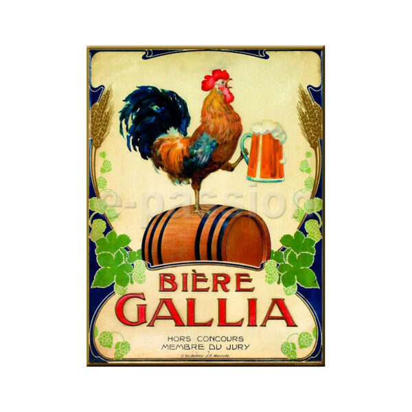 Plaque métal publicitaire 15x20cm Plate : Bière Gallia