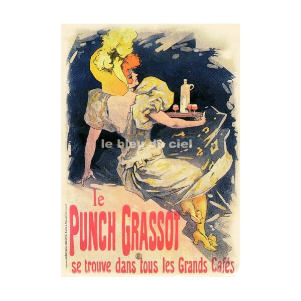 Plaque métal publicitaire 15x21cm bombée : Punch Grassot.