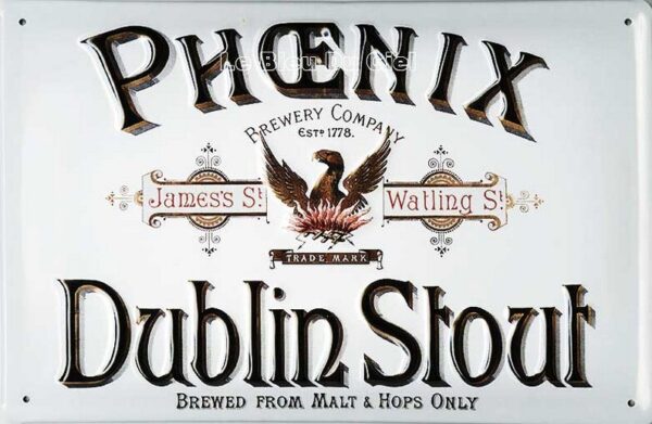 Plaque métal publicitaire 20x30cm cm bombée en relief : Phoenix Dublin Stout. – Image 2
