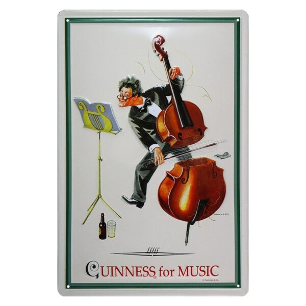 Plaque métal publicitaire 20x30cm bombée en relief : Guinness for music.