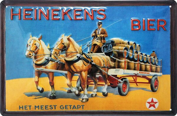 Plaque métal publicitaire 20x30cm bombée en relief : Heinekens's bier. – Image 2