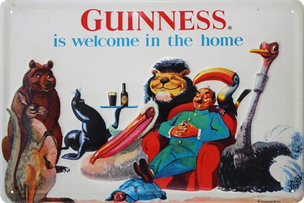 Plaque métal publicitaire 20x30cm bombée en relief : GUINNESS is welcome in the home. – Image 2