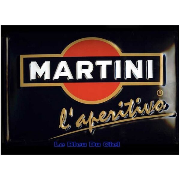 Plaque métal publicitaire 20x30 cm bombée en relief : Martini