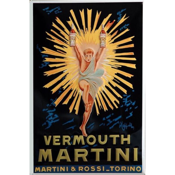Plaque métal publicitaire 20x30cm bombée en relief : Vermouth MARTINI
