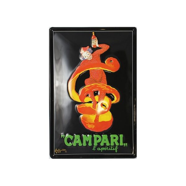 Plaque métal publicitaire 20x30cm bombée en relief : CAMPARI l'apéritif.