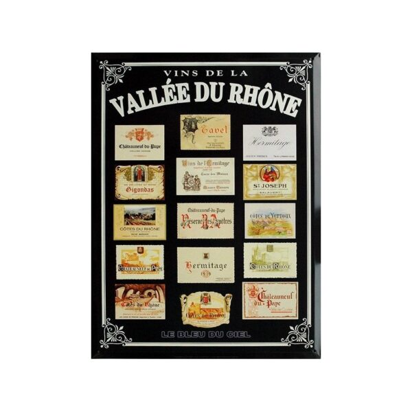 Plaque métal publicitaire 30x40cm plate, biseauté : Vins de la vallée du Rhône