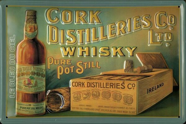 Plaque métal publicitaire 20x30 cm bombée en relief : Cork Distilleries Whisky. – Image 2