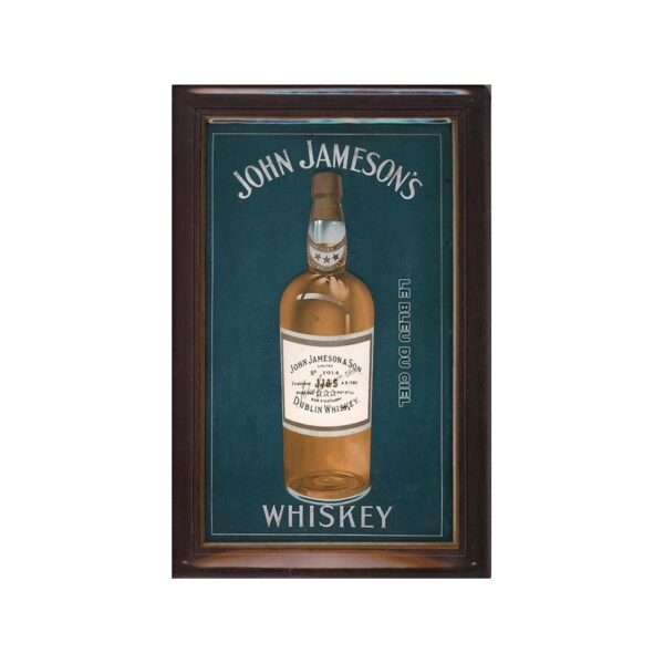 Plaque métal publicitaire 20x30cm bombée en relief : John Jameson's Whiskey.