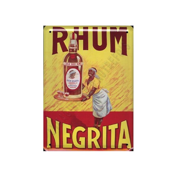 Plaque métal publicitaire 30x40cm bombée : Vieux Rhum Négrita