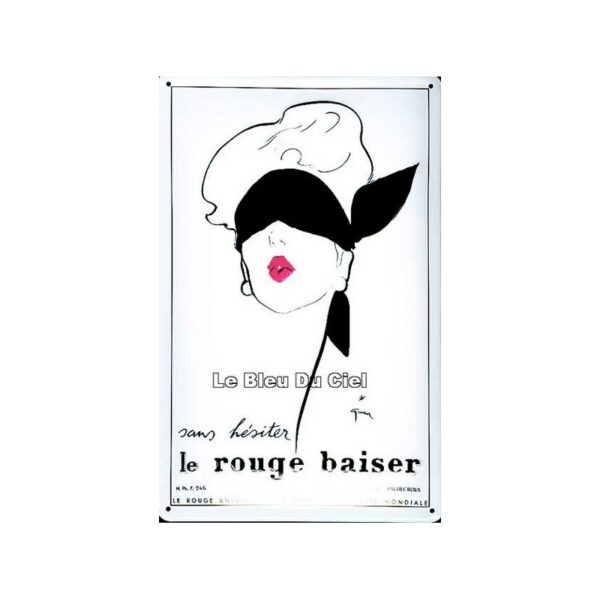 Plaque métal publicitaire 20x30cm bombée en relief : Le Rouge Baiser