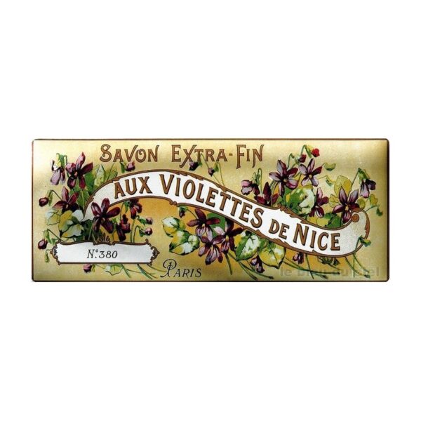 Plaque métal publicitaire 17,5 x 45 cm : Savon Aux Violettes de Nice