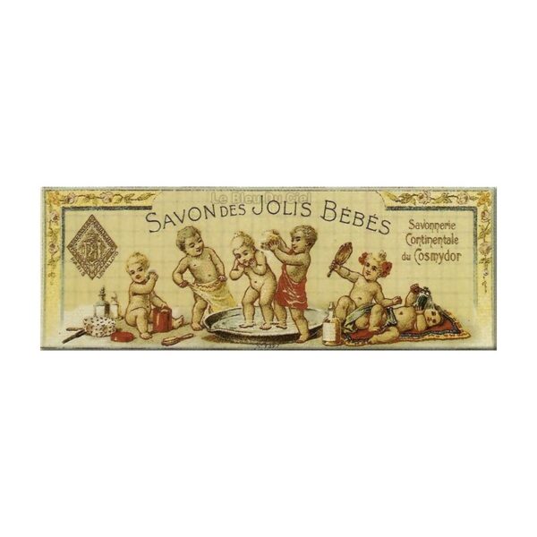 Plaque métal publicitaire 17,5 x 45cm : Savon des Jolis Bébés