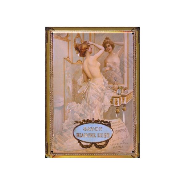 Plaque métal publicitaire 30x40cm bombée : Savon Blanche Leigh