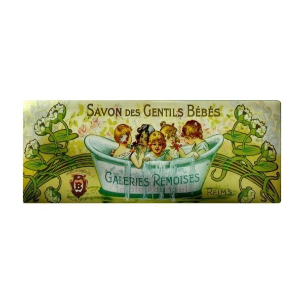 Plaque métal publicitaire 17,5x45 cm plate : Savons des Gentils Bébés