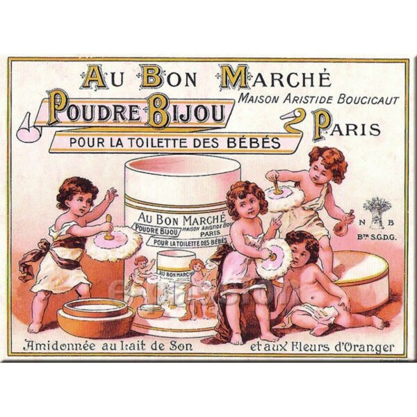 Plaque métal publicitaire plate 30x40cm : Poudre Bijou Au Bon Marché