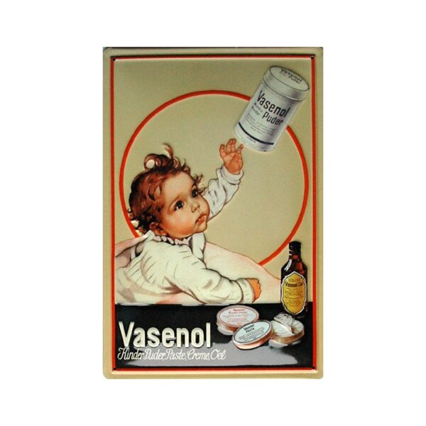 Plaque métal publicitaire 20x30cm bombée en relief : Poudre Vasenol.