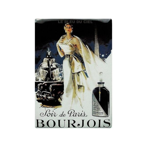 Plaque métal publicitaire 15x20cm plate : Bourjois, Soir de Paris.