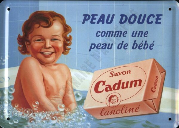 Plaque métal publicitaire 15x21cm bombée : Savon Cadum – Image 2