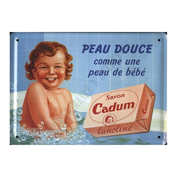 Plaque métal publicitaire 15x21cm bombée : Savon Cadum