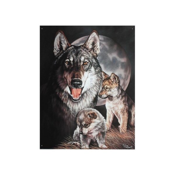 Plaque métal publicitaire 30x40cm plate : famille Loups
