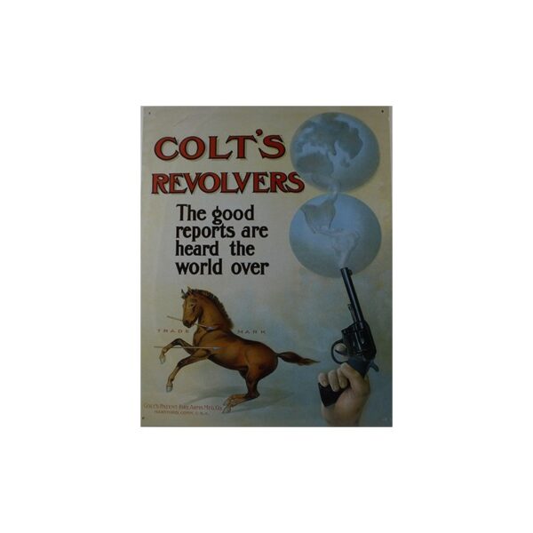 Plaque métal publicitaire 30x40cm plate : Revolvers Colt.