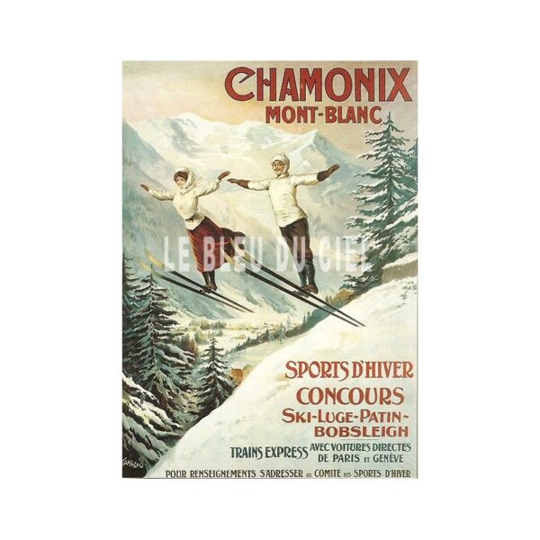 Plaque métal publicitaire 30x40cm bombée : Chamonix Mont-Blanc