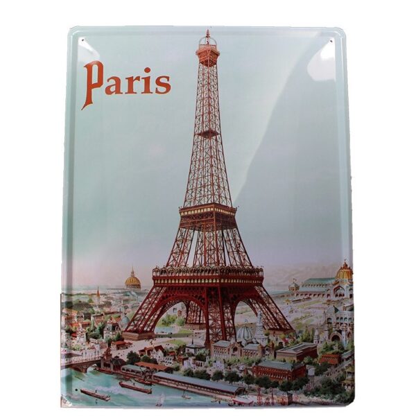 Plaque métal publicitaire 30x40cm bombée : Paris Tour Eiffel