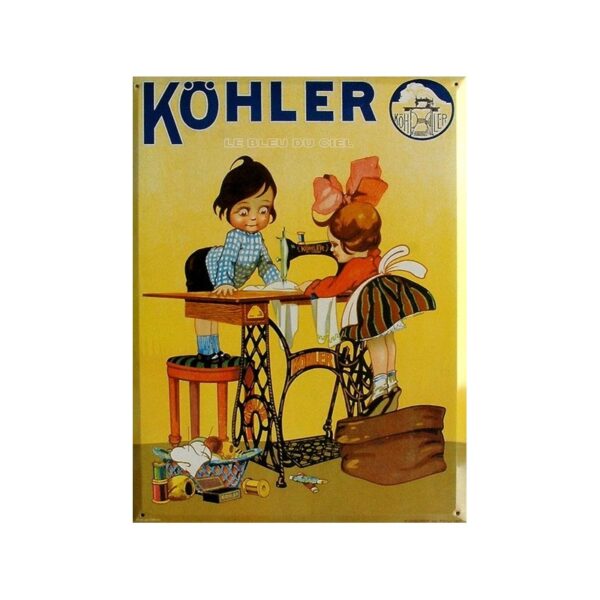 Plaque métal publicitaire 30x40cm plate : Machine à coudre Kohler