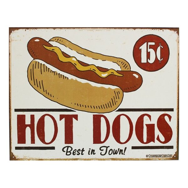 Plaque métal publicitaire 30x40cm plate : HOT DOGS
