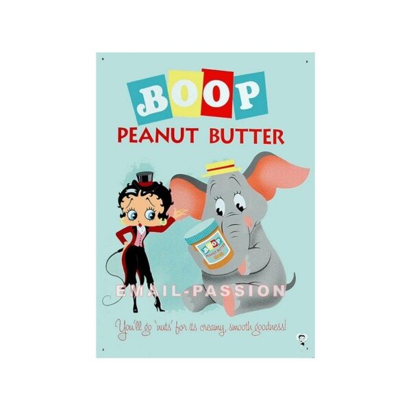 Plaque métal publicitaire 30x40cm plate : Betty Boop éléphant.
