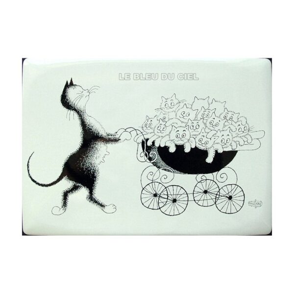 Plaque métal publicitaire 15x.21cm plate les Chats par Dubout : Famille nombreuse.