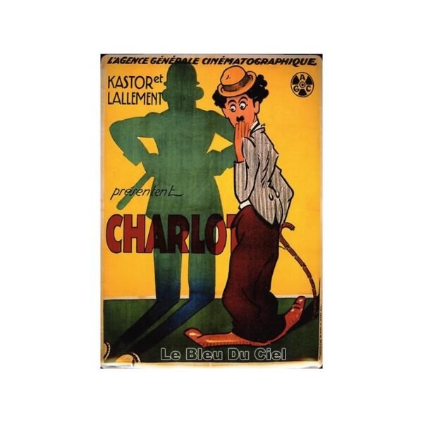 Plaque métal publicitaire 15x20cm, plate : Charlie Chaplin policeman