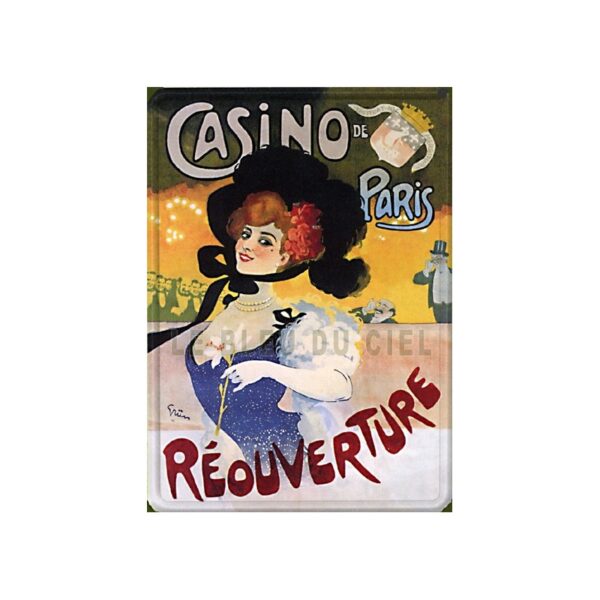Plaque métal publicitaire 15x21cm plate : Casino de Paris.