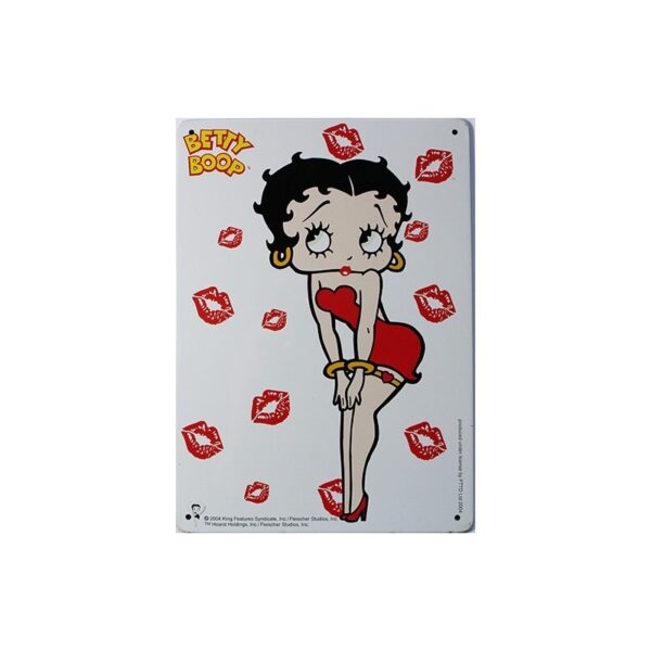 Plaque métal publicitaire 15x21cm, plate : Betty Boop kiss.