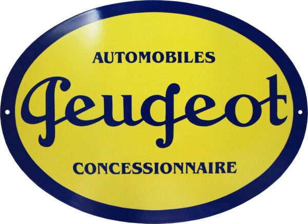 plaque émaillée : PEUGEOT CONCESSIONNAIRE AUTOMOBILES – Image 2